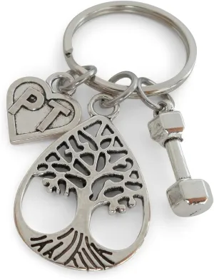 Physical Therapist Appreciation Gift Keychain for PT, Thank You Gift for Physical Therapist Staff, Weight & Teardrop Tree Charm