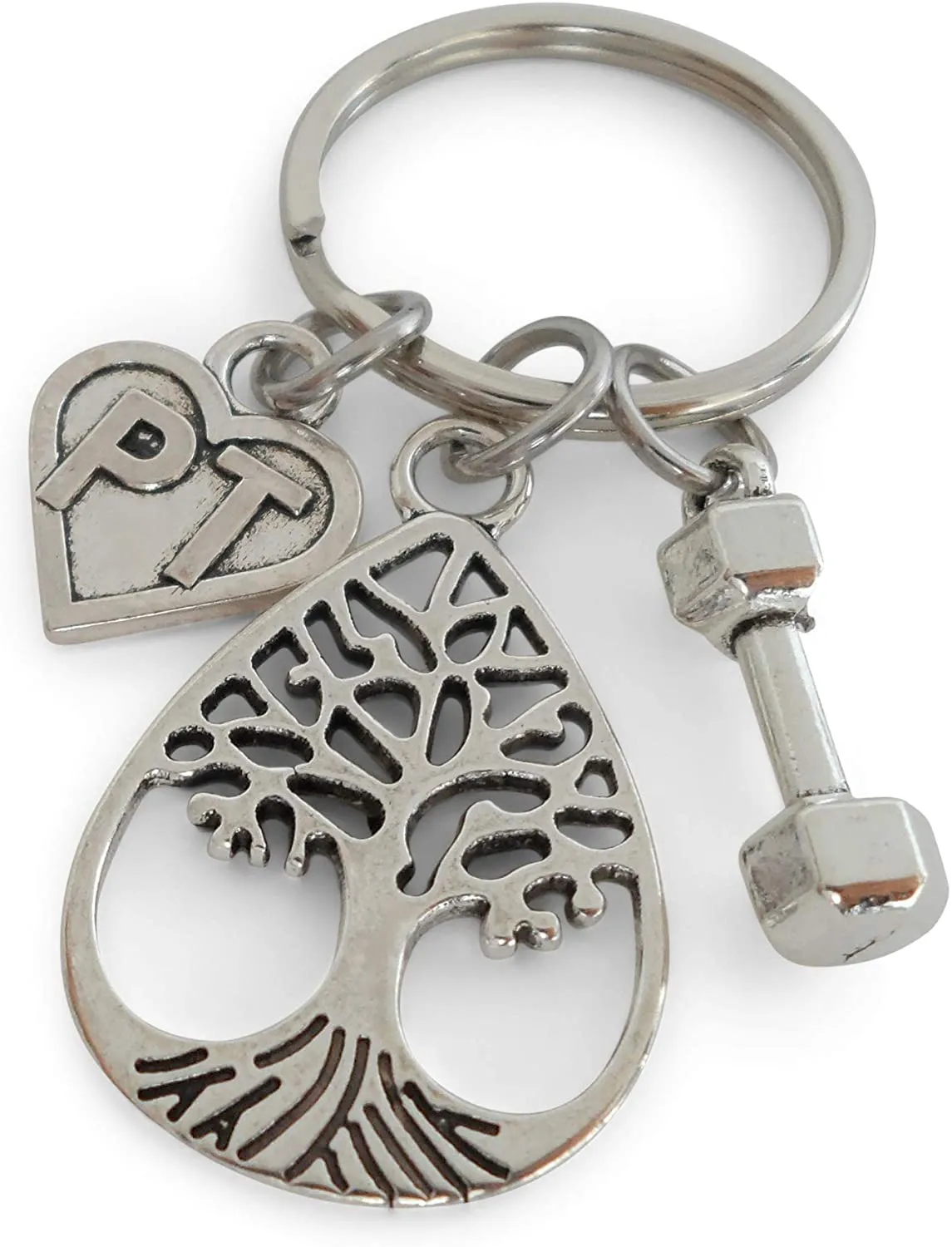 Physical Therapist Appreciation Gift Keychain for PT, Thank You Gift for Physical Therapist Staff, Weight & Teardrop Tree Charm