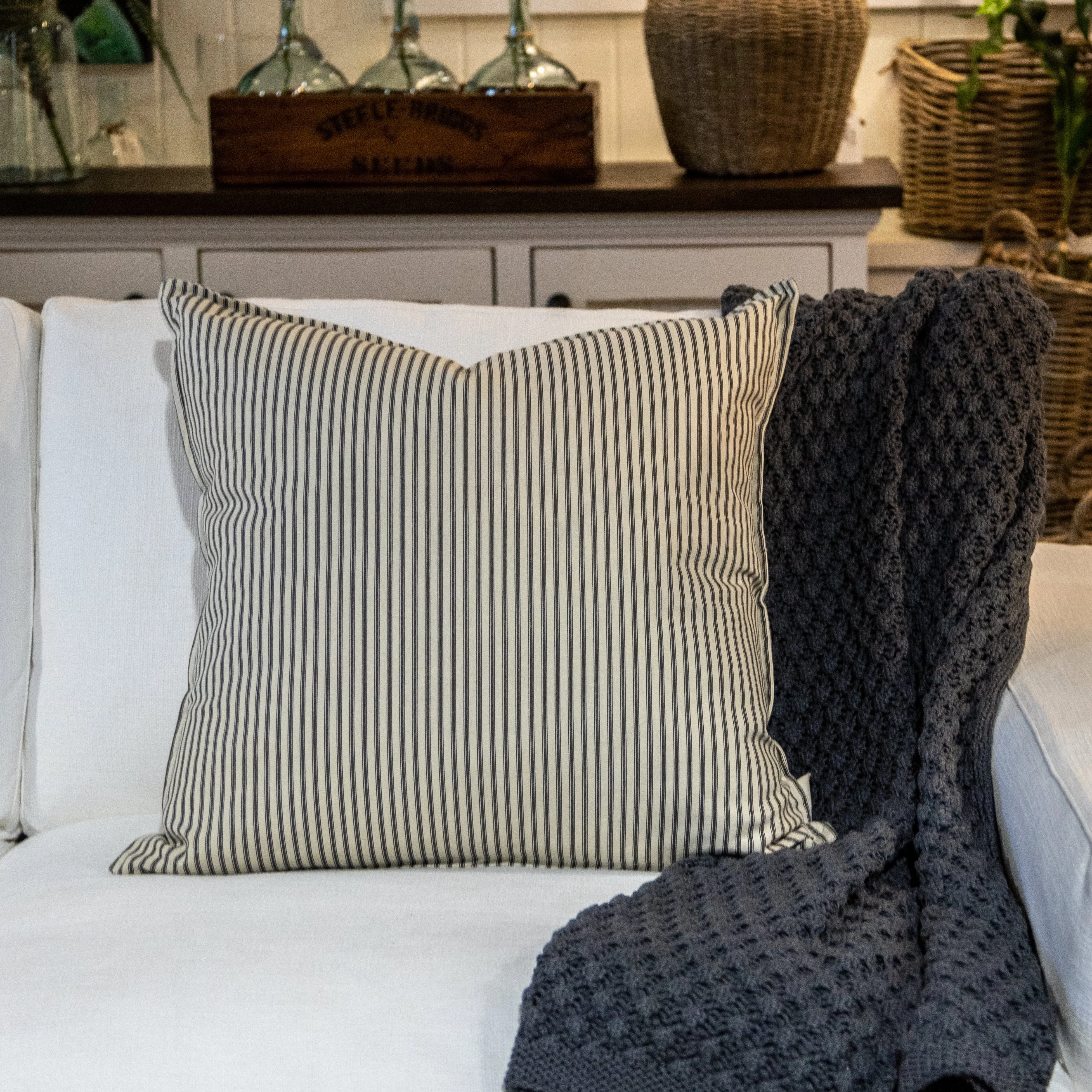 Pillow - Classic Ticking Black and Cream