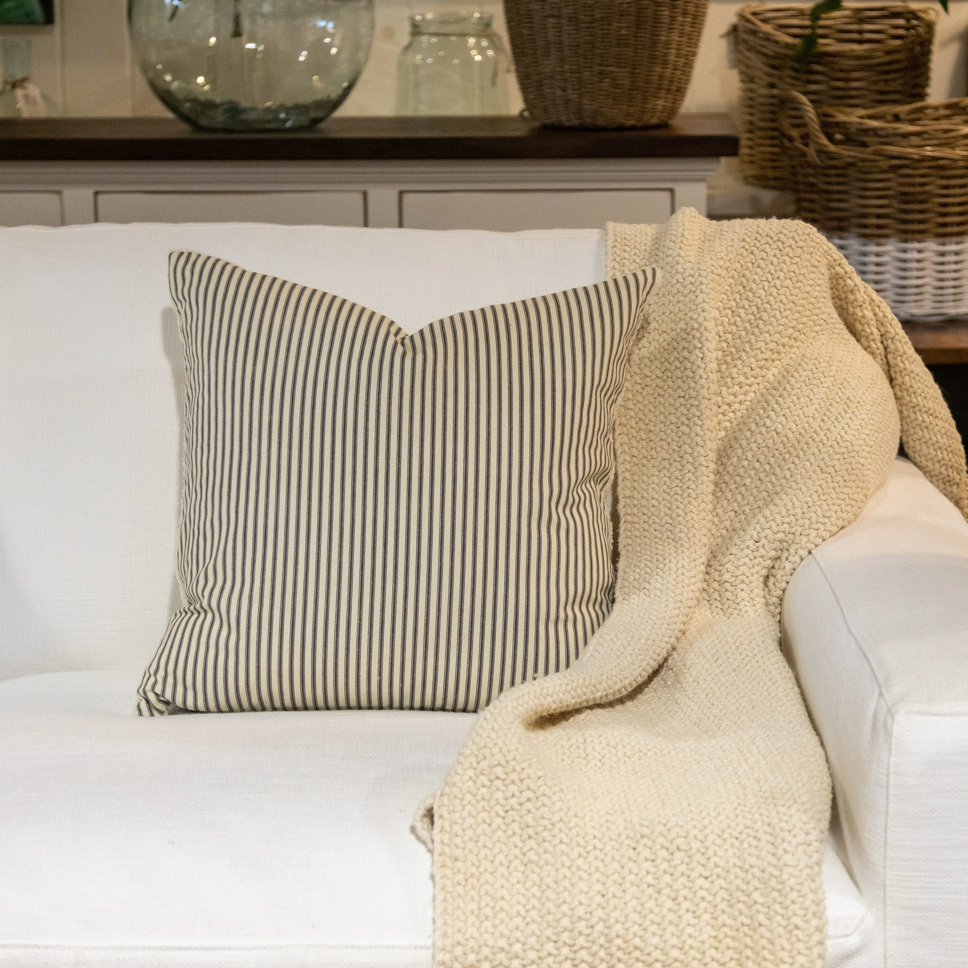 Pillow - Classic Ticking Black and Cream