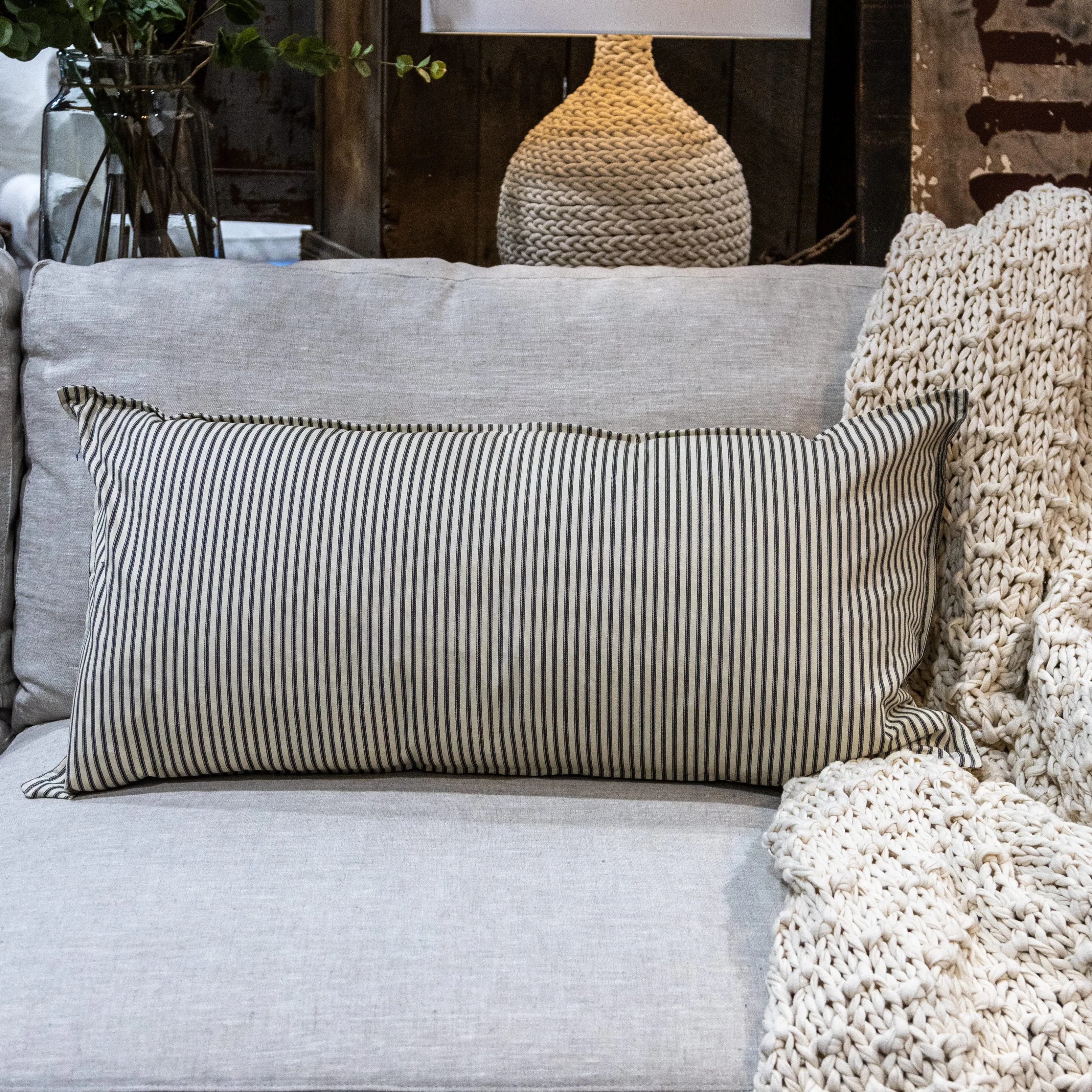 Pillow - Classic Ticking Black and Cream