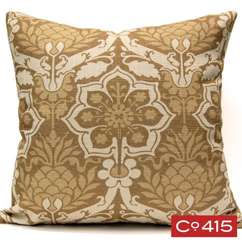 Pineapple Damask Pillow - Gold
