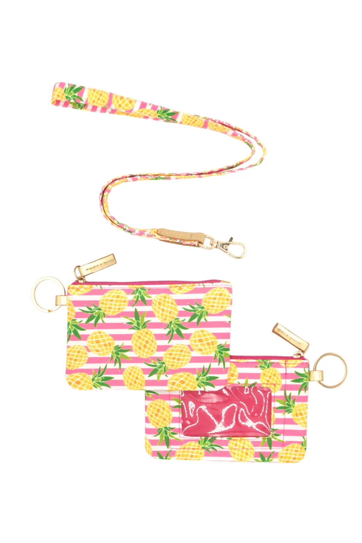 PINEAPPLE STRIPE ID WALLET & DETACHABLE LANYARD