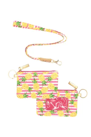 PINEAPPLE STRIPE ID WALLET & DETACHABLE LANYARD