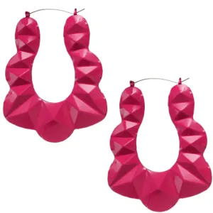 Pink Large Bamboo Doorknocker Earrings