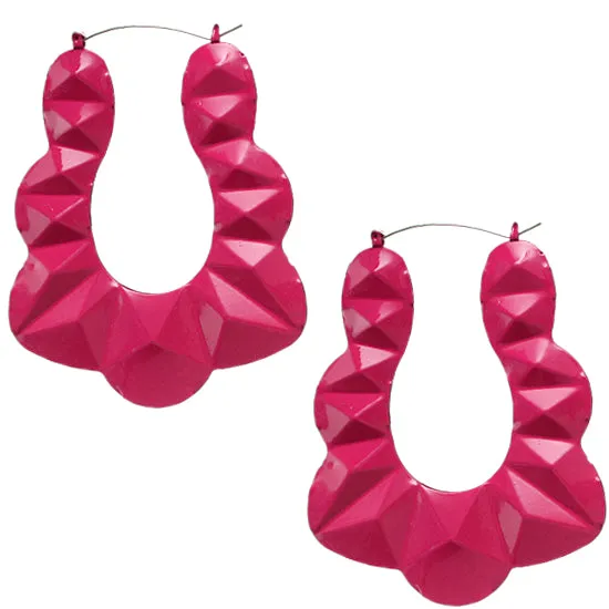 Pink Large Bamboo Doorknocker Earrings