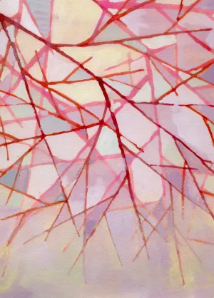 Pink Trees — Study   - Original Watercolor/Guache Painting = Abstract Landscape