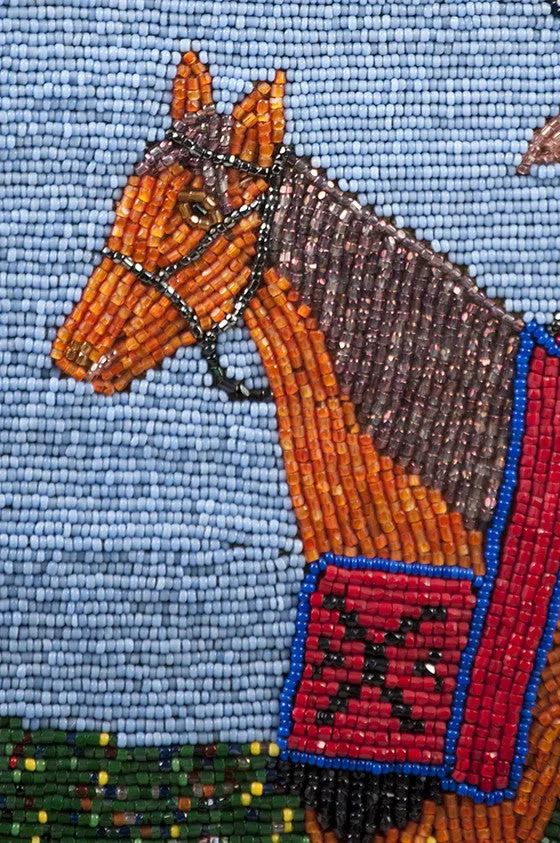 Plateau Beaded Bag with Warrior on Horseback