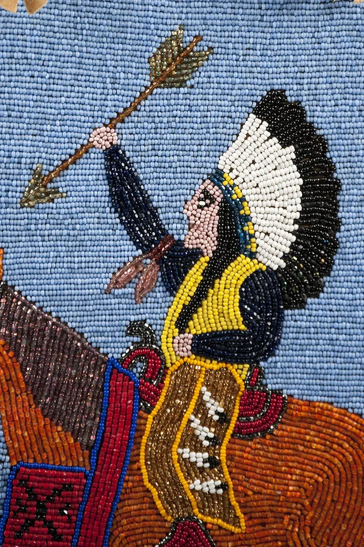 Plateau Beaded Bag with Warrior on Horseback
