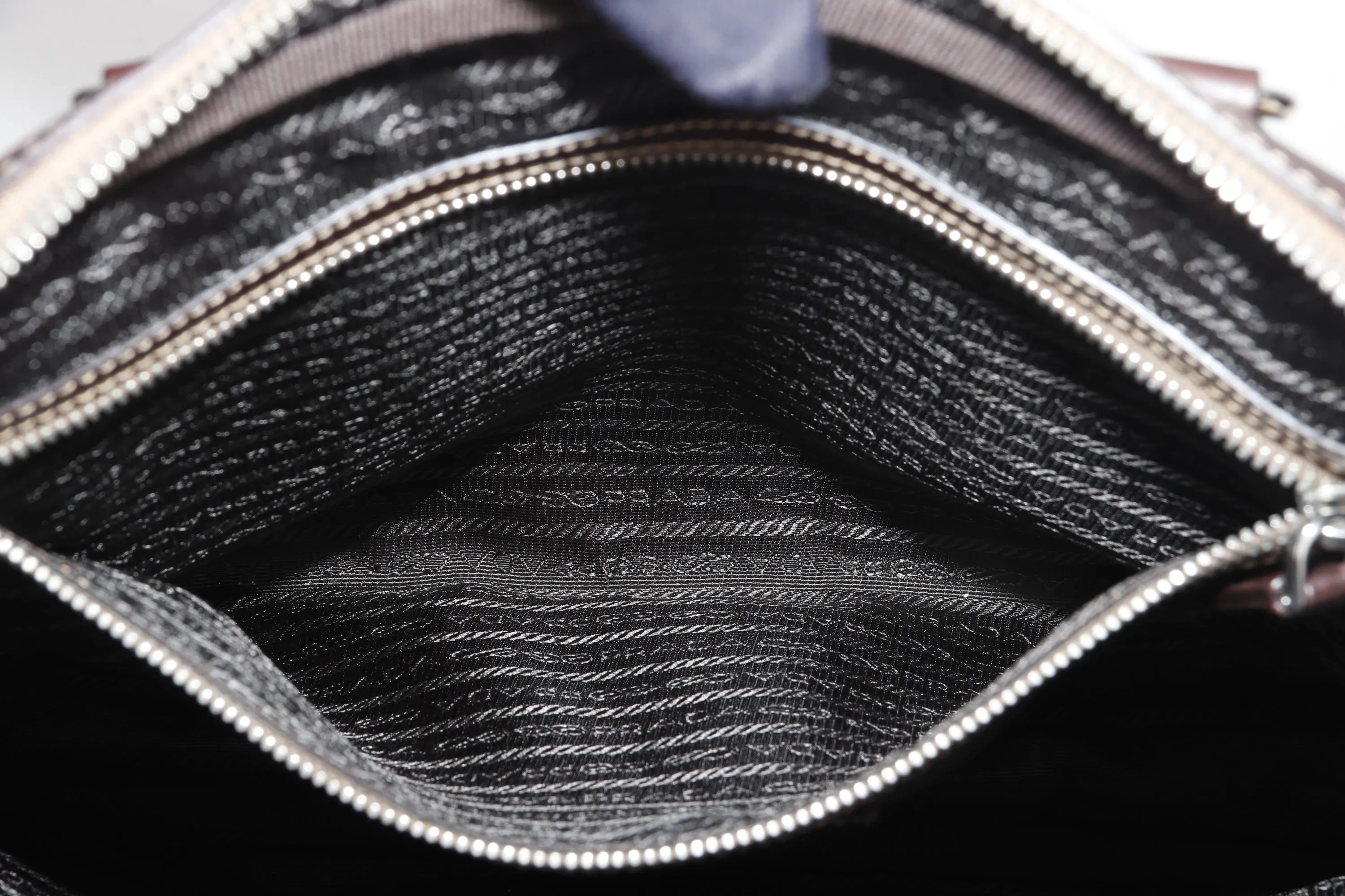 PRADA JACQUARD LOGO SHOULDER BAG CANVAS SILVER HARDWARE, WITH TAG, LOCK & STRAP, NO DUST COVER