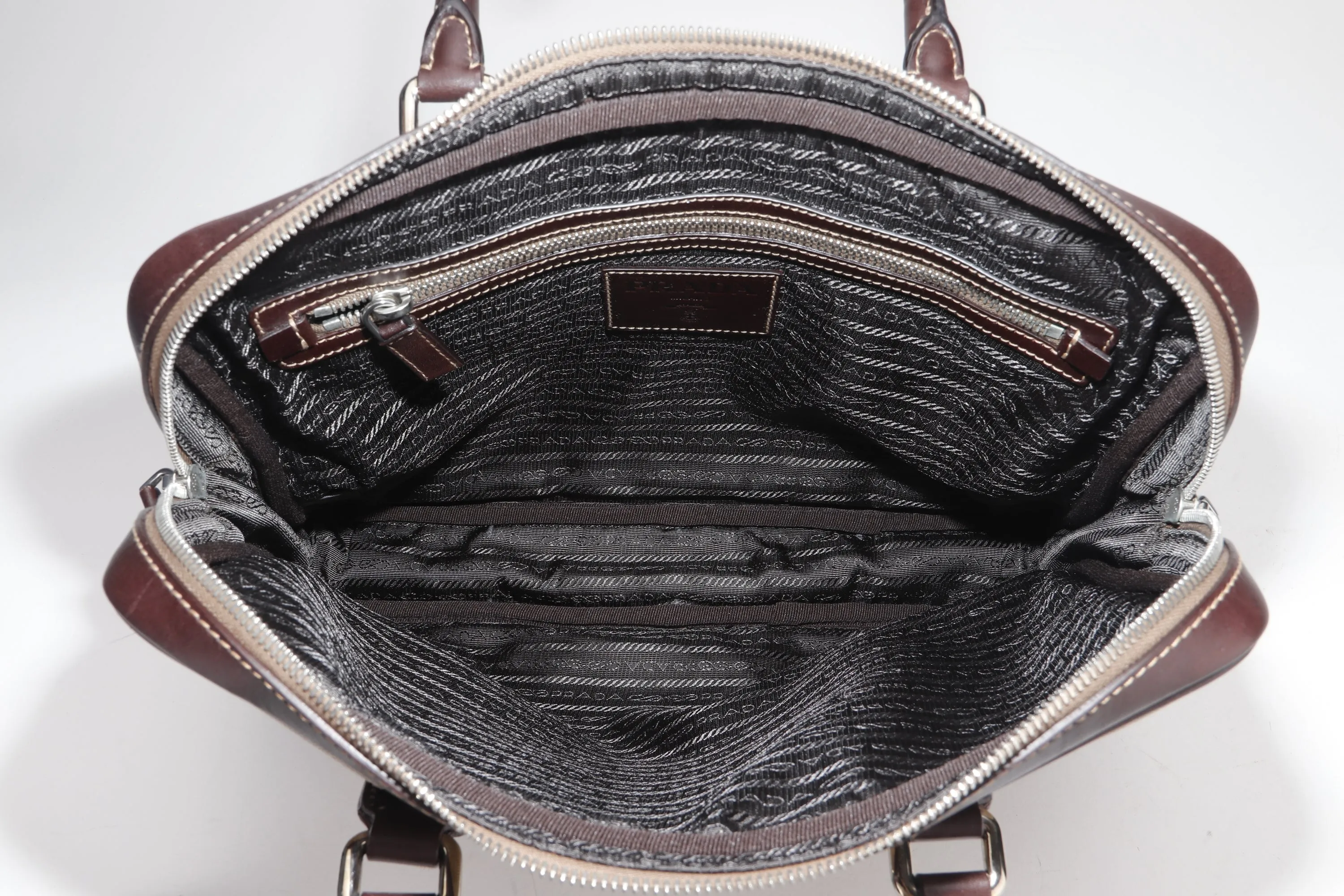 PRADA JACQUARD LOGO SHOULDER BAG CANVAS SILVER HARDWARE, WITH TAG, LOCK & STRAP, NO DUST COVER