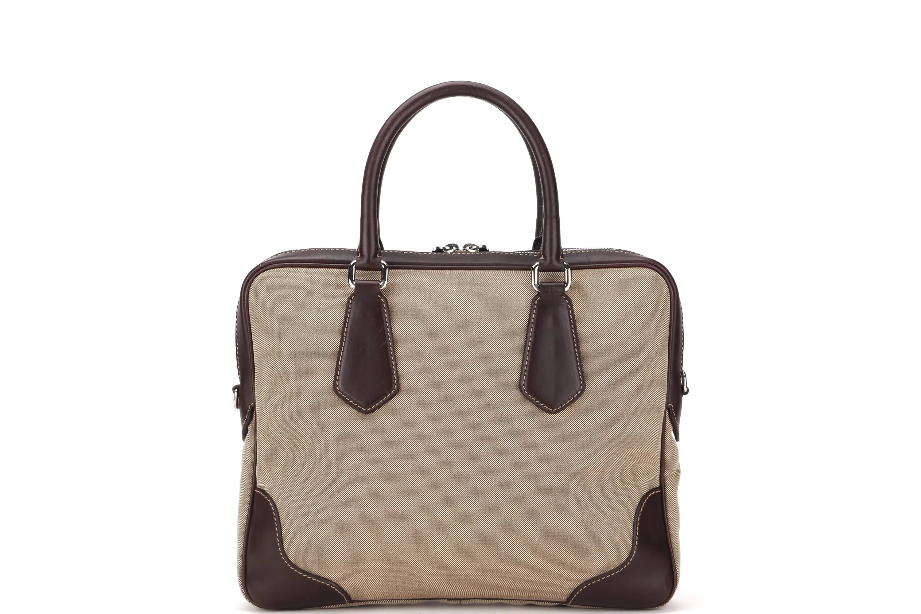 PRADA JACQUARD LOGO SHOULDER BAG CANVAS SILVER HARDWARE, WITH TAG, LOCK & STRAP, NO DUST COVER