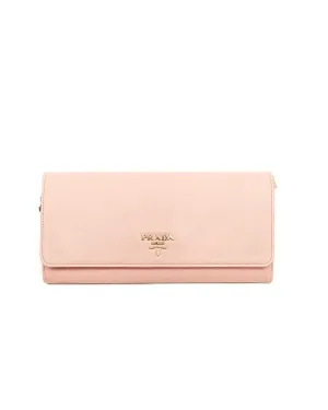 Prada Pink Saffiano Leather Wallet on Chain
