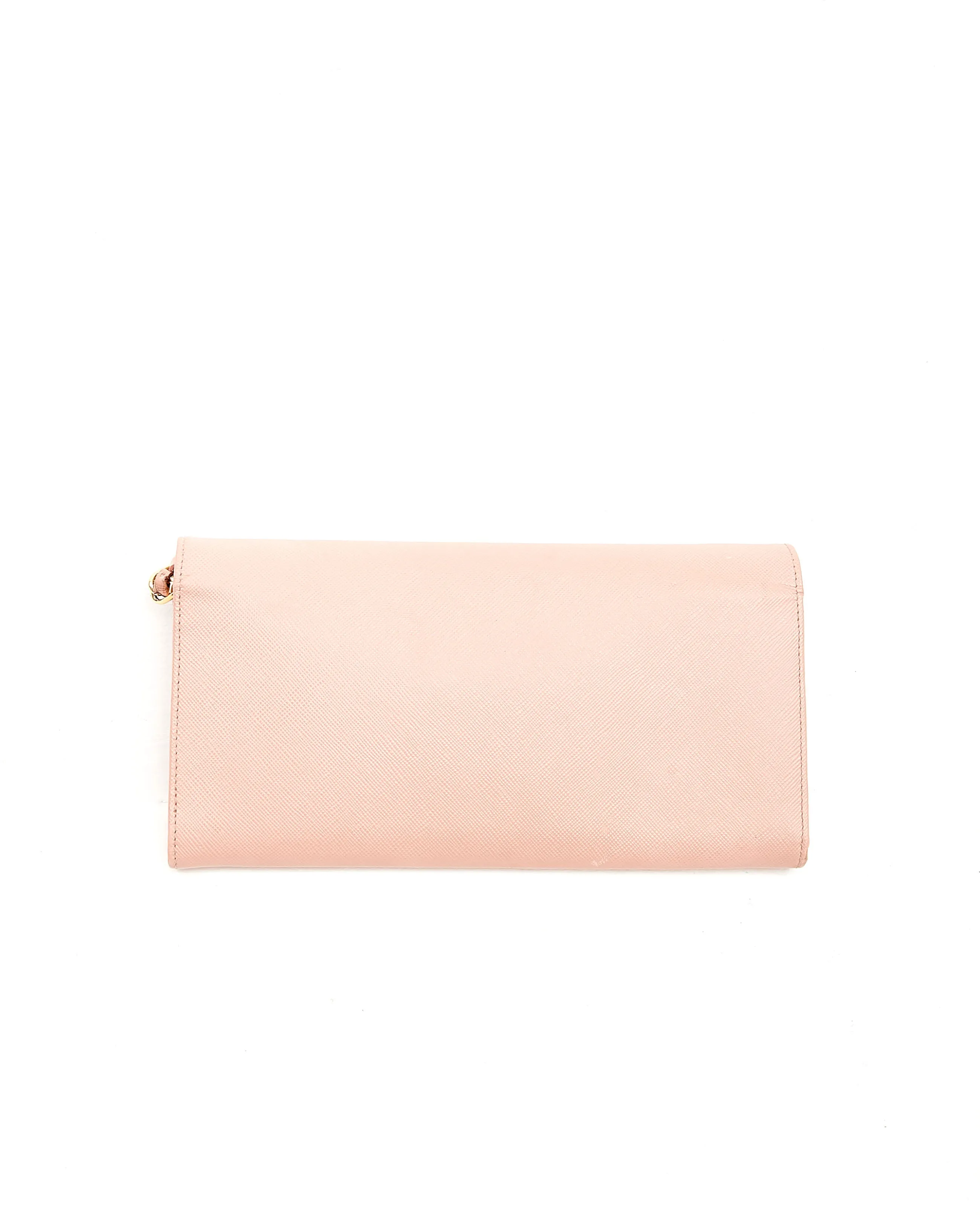 Prada Pink Saffiano Leather Wallet on Chain