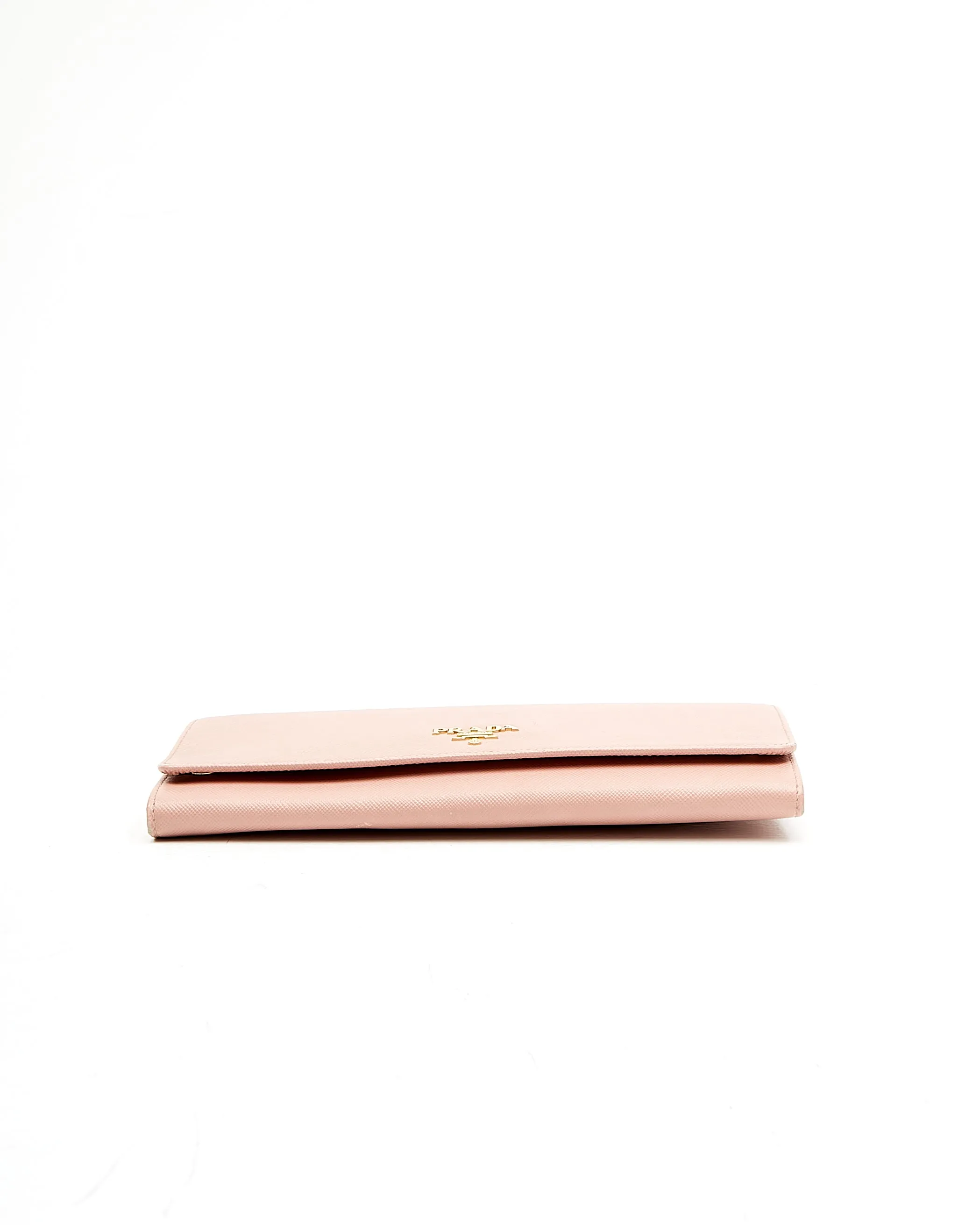 Prada Pink Saffiano Leather Wallet on Chain