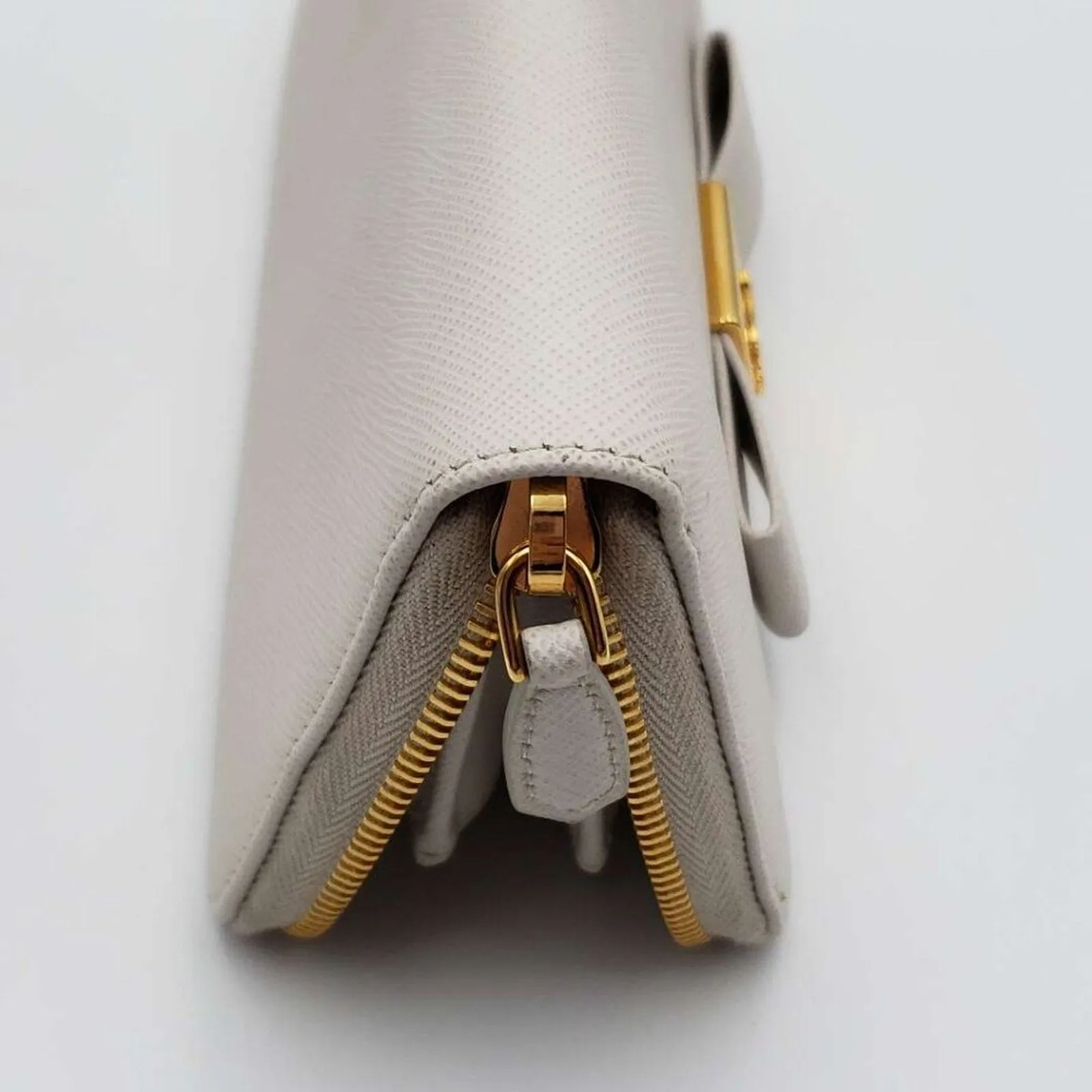 PRADA Saffiano Ribbon Leather Zippy Wallet