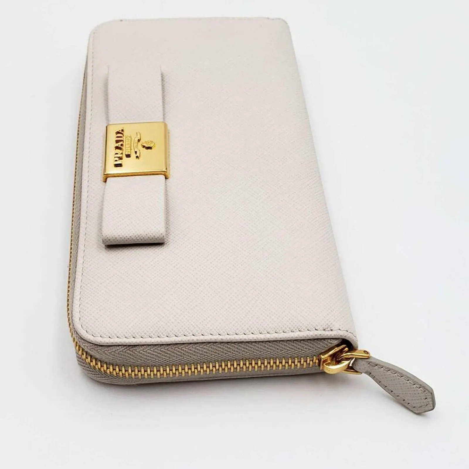 PRADA Saffiano Ribbon Leather Zippy Wallet