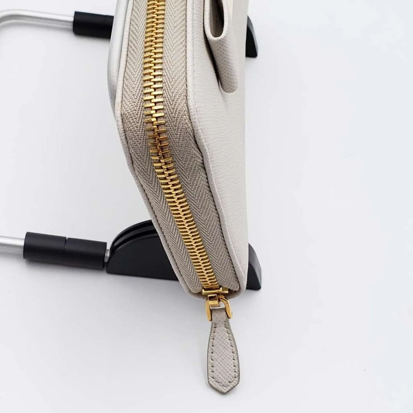 PRADA Saffiano Ribbon Leather Zippy Wallet