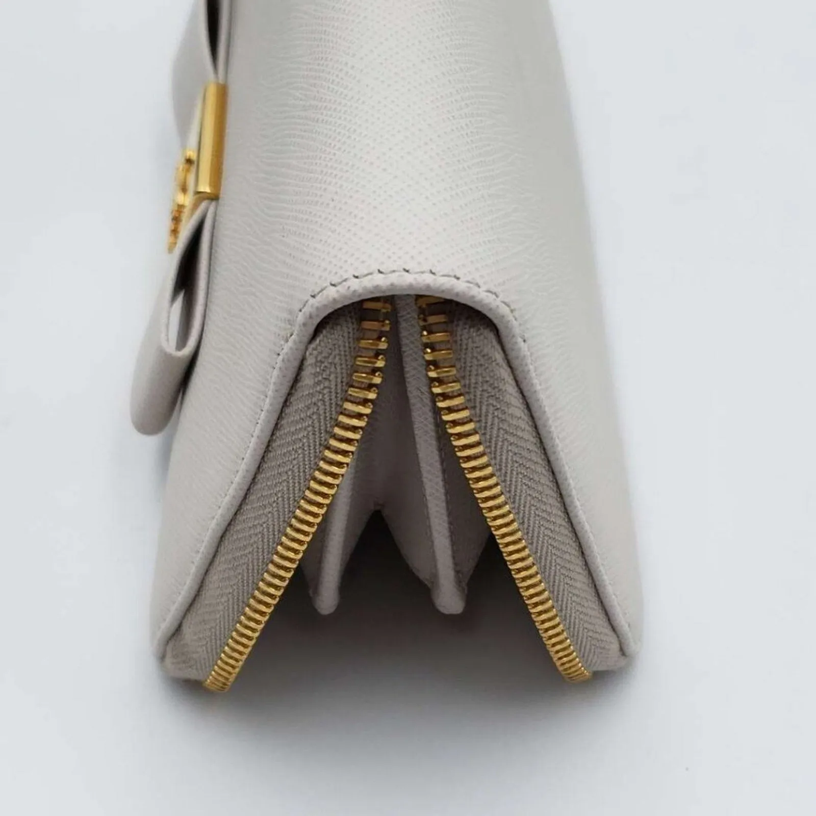PRADA Saffiano Ribbon Leather Zippy Wallet