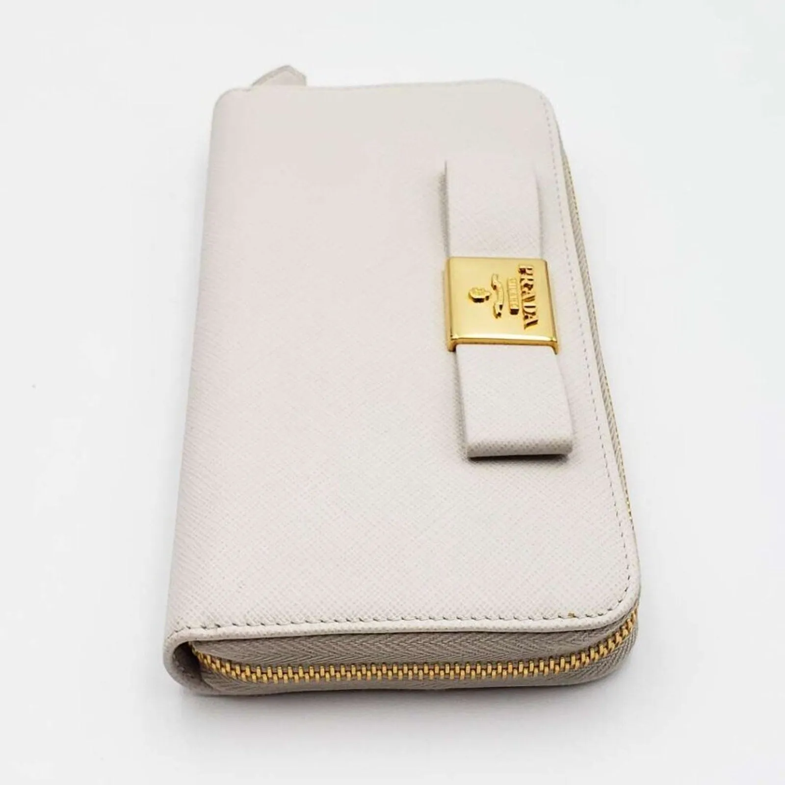 PRADA Saffiano Ribbon Leather Zippy Wallet
