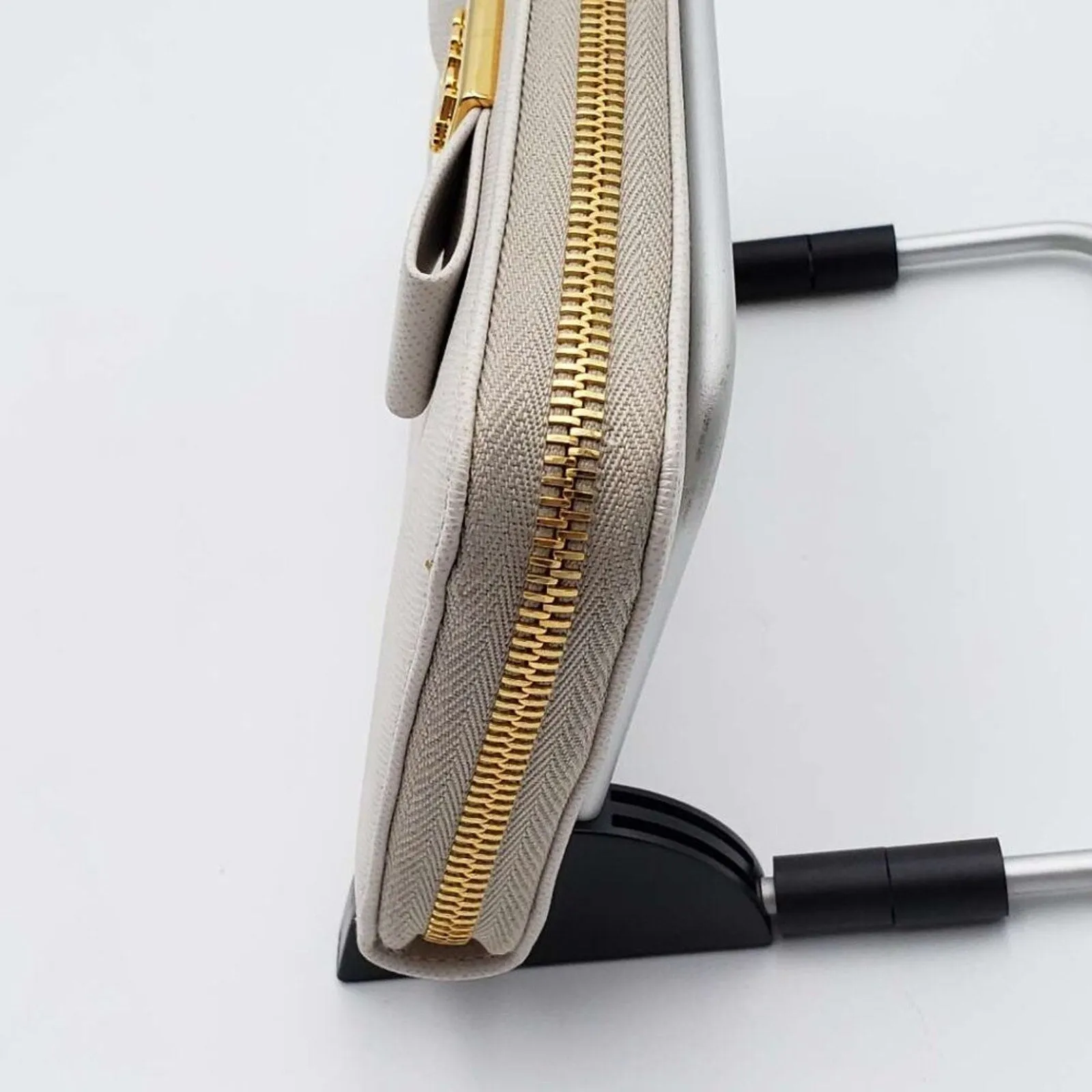 PRADA Saffiano Ribbon Leather Zippy Wallet