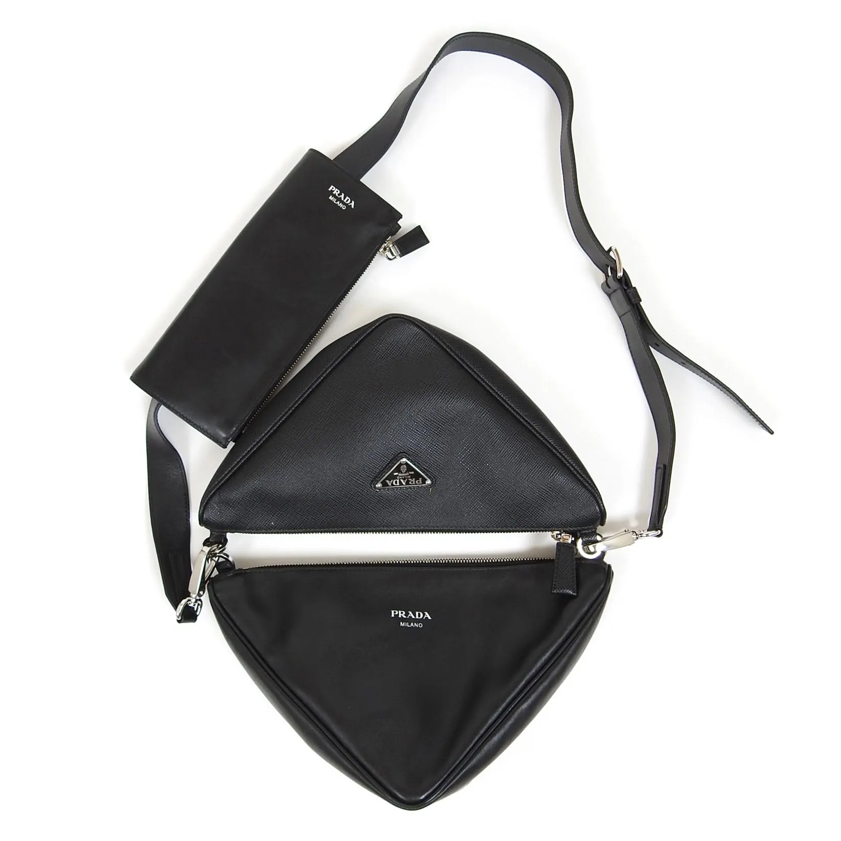 Prada Saffiano Triangle Crossbody Bag