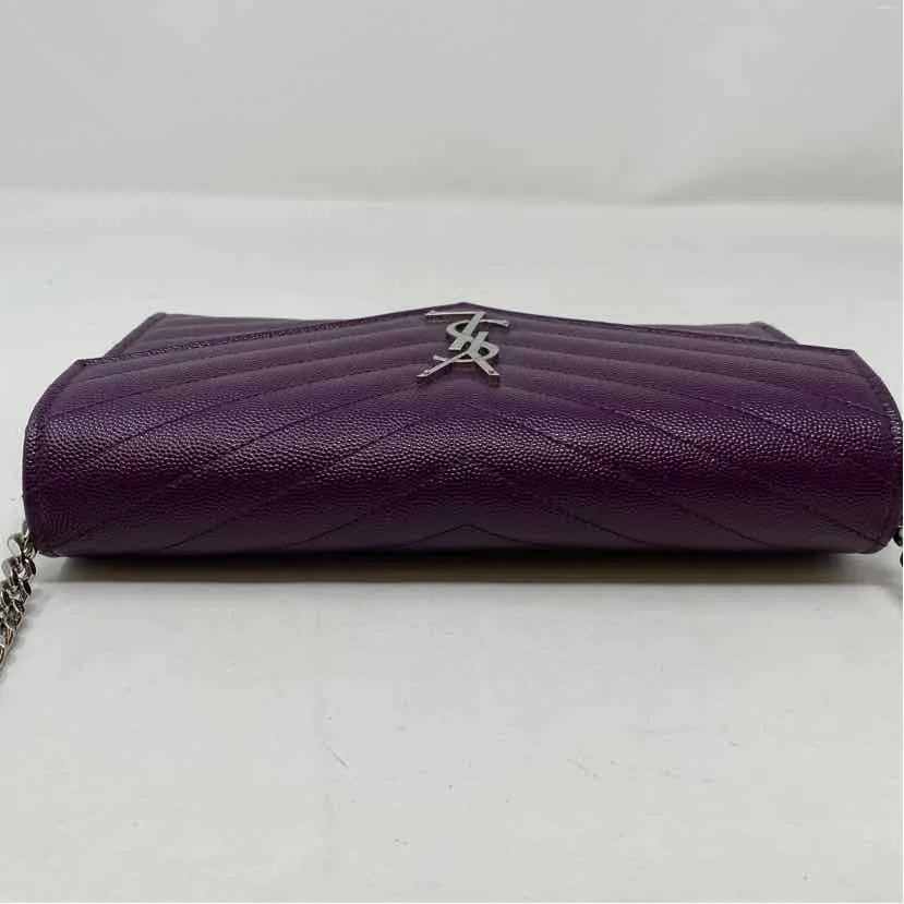 Pre-Owned Saint Laurent Purple Leather Designer Handbag
