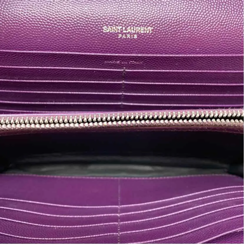 Pre-Owned Saint Laurent Purple Leather Designer Handbag