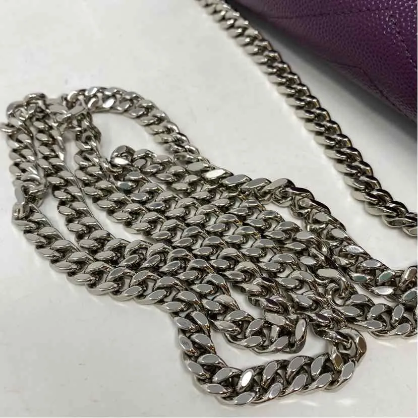 Pre-Owned Saint Laurent Purple Leather Designer Handbag