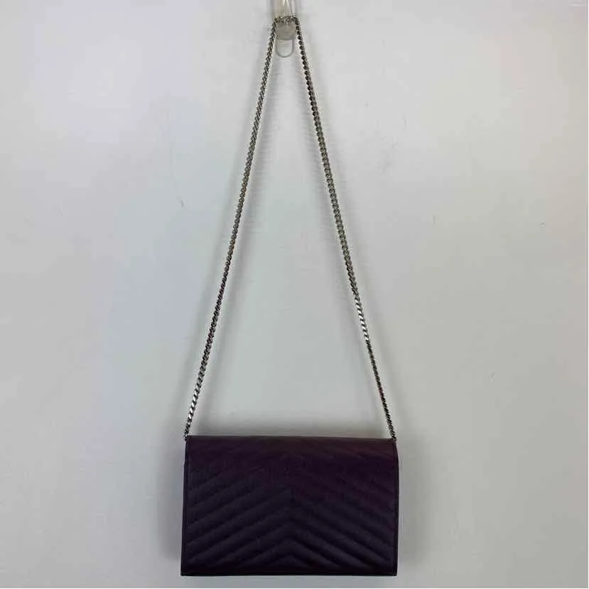 Pre-Owned Saint Laurent Purple Leather Designer Handbag