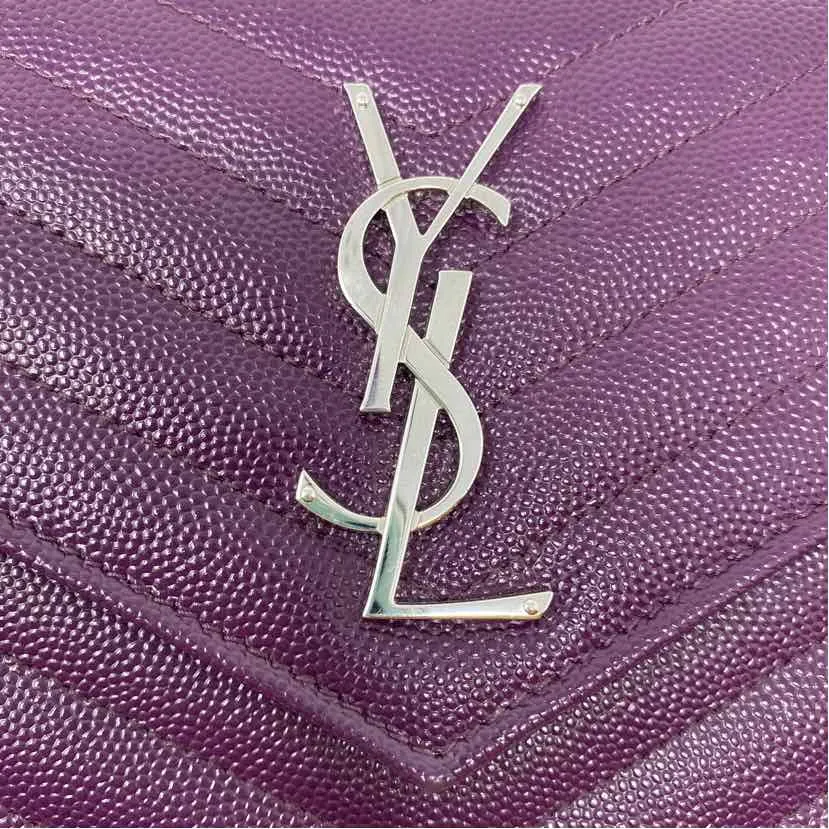 Pre-Owned Saint Laurent Purple Leather Designer Handbag