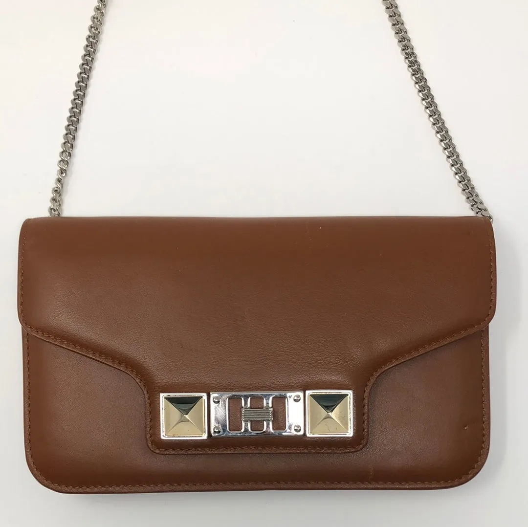 Proenza Schouler Brown and Silver Hardware Wallet on a Chain
