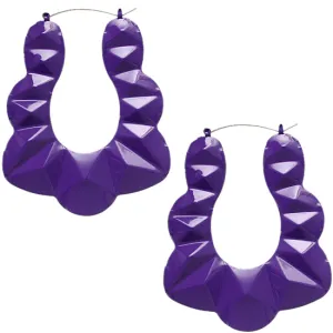 Purple Large Bamboo Doorknocker Earrings