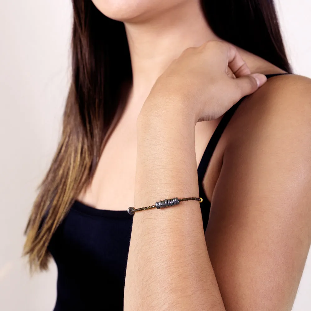 Pyrite's Booty Bracelet in Pyrite Heishi & Cat's Eye