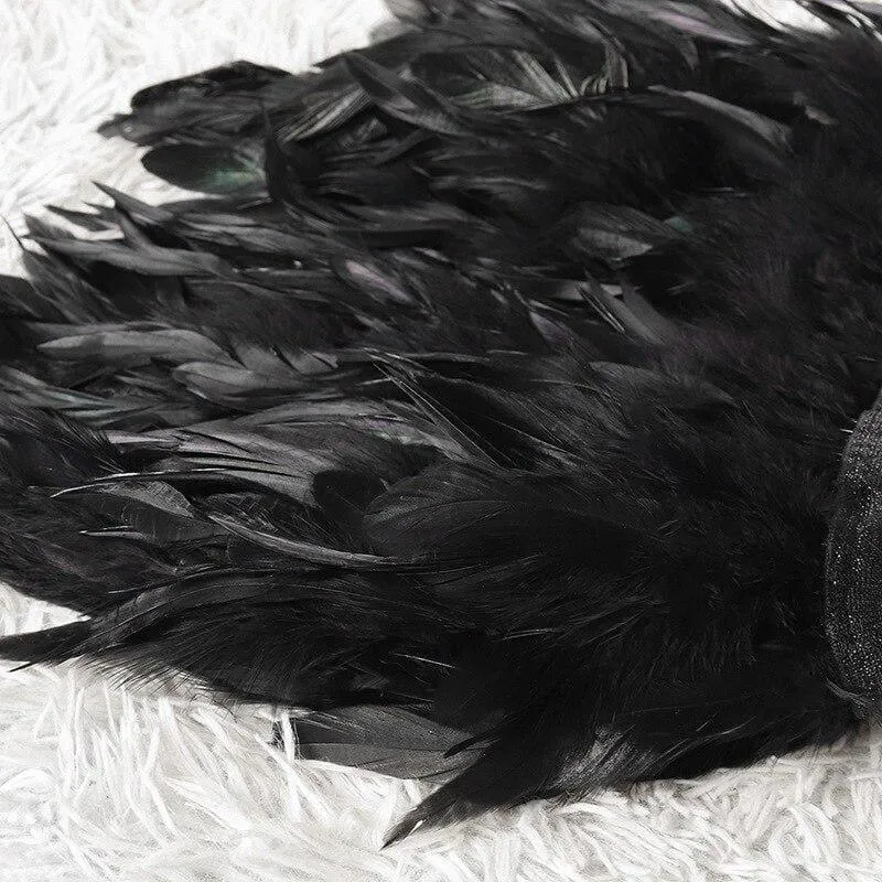"Black Swan" - Handmade Luxury Feather Skirt Gothic Aristocrat Dress