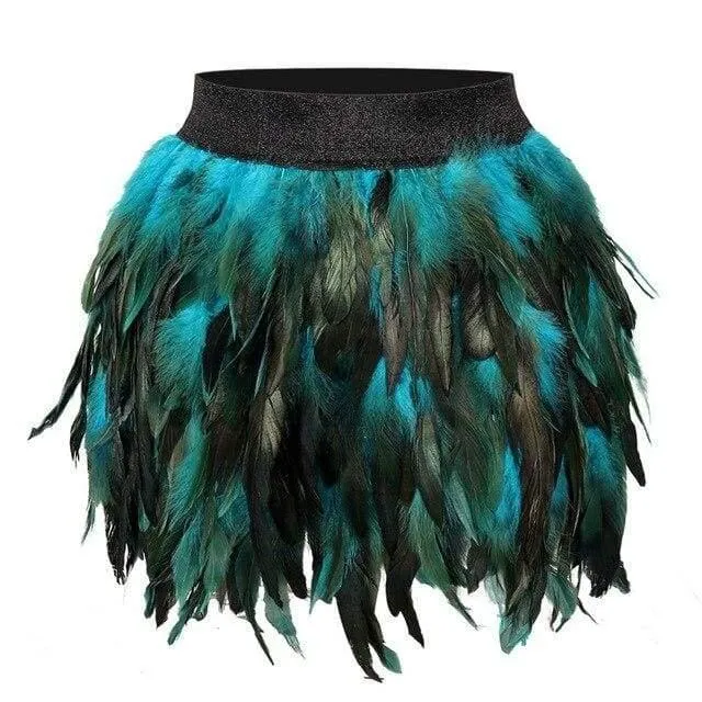 "Black Swan" - Handmade Luxury Feather Skirt Gothic Aristocrat Dress