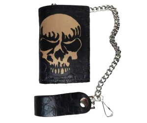 "Skulls and Bones" Tri-Fold Chain Wallet