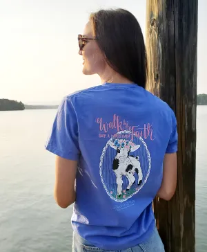 "Walk By Faith"- Comfort Colors Flo Blue