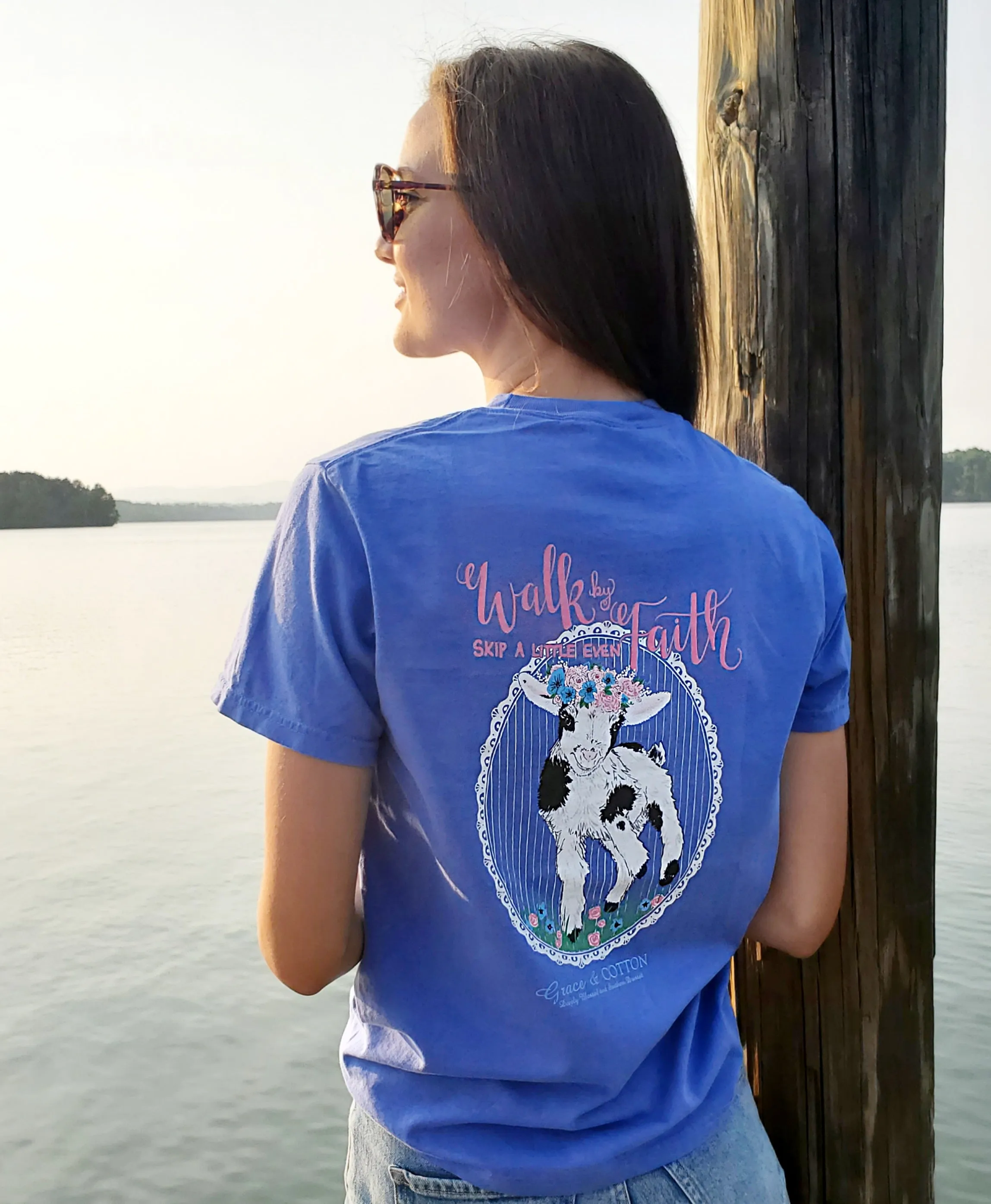 "Walk By Faith"- Comfort Colors Flo Blue