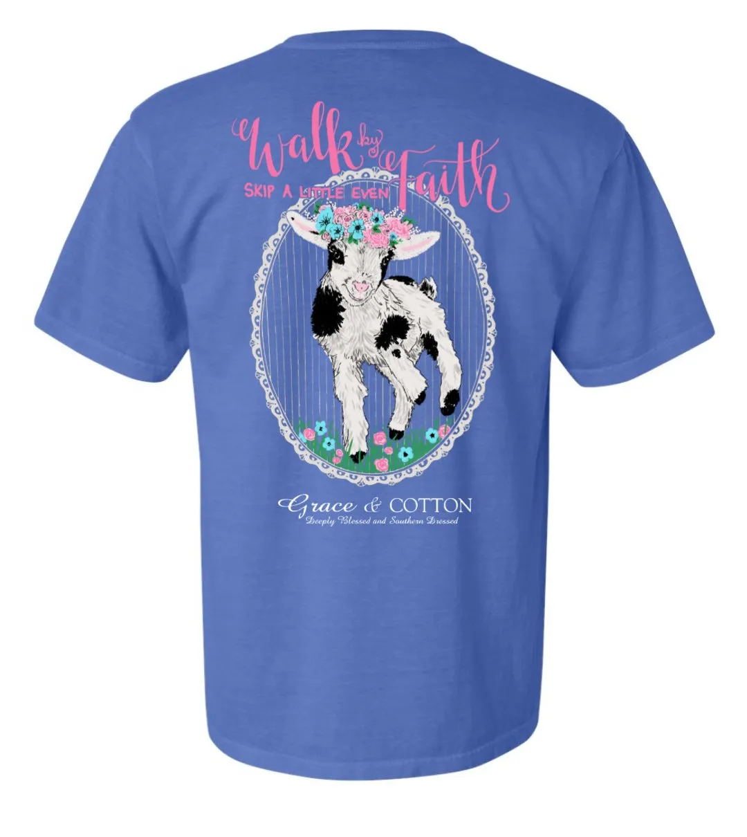 "Walk By Faith"- Comfort Colors Flo Blue