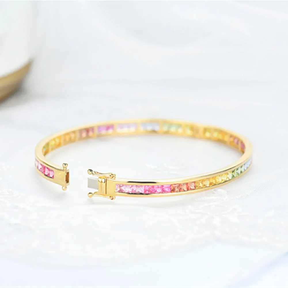 Rainbow Sapphire Bangle Bracelet