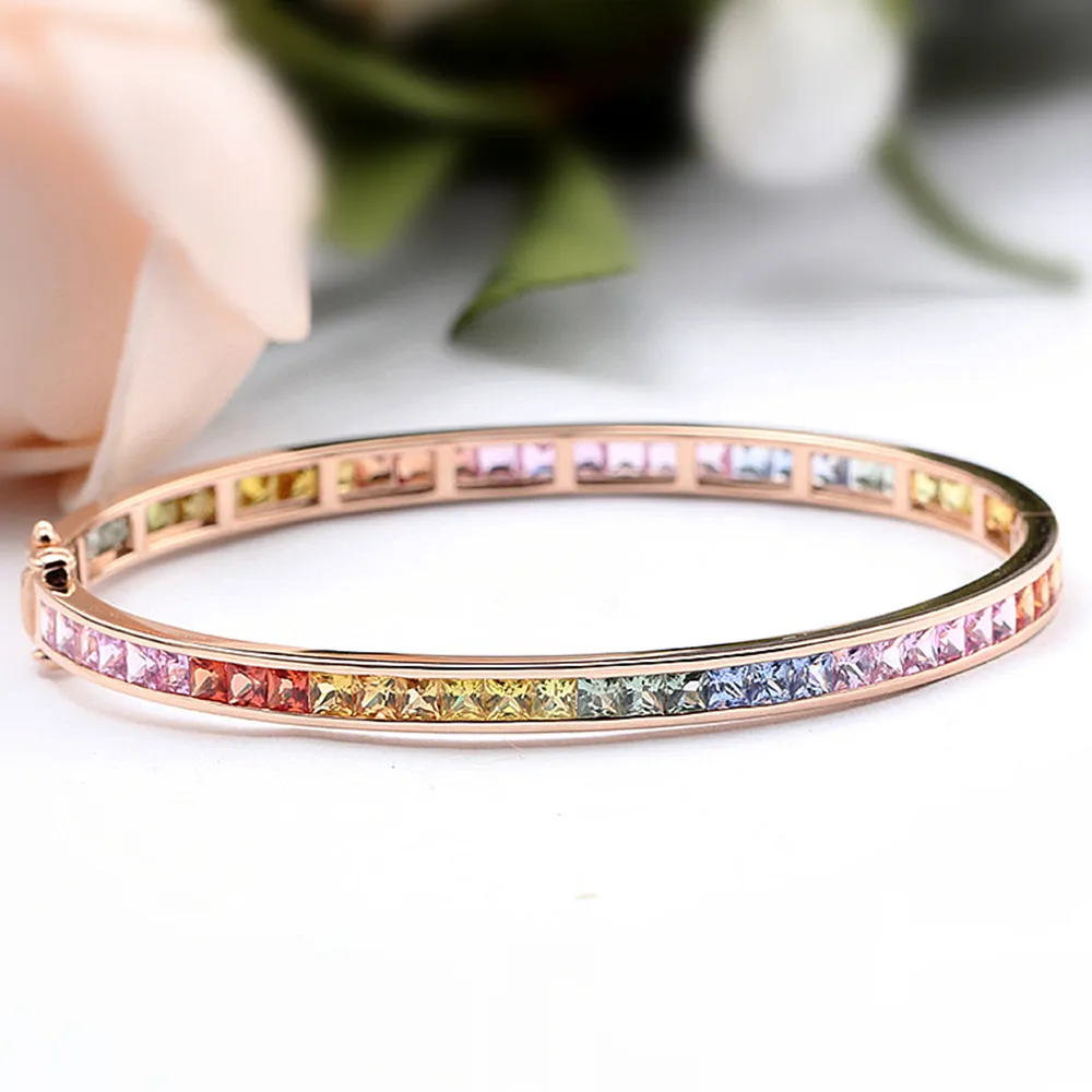 Rainbow Sapphire Bangle Bracelet