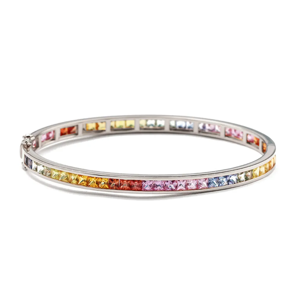 Rainbow Sapphire Bangle Bracelet