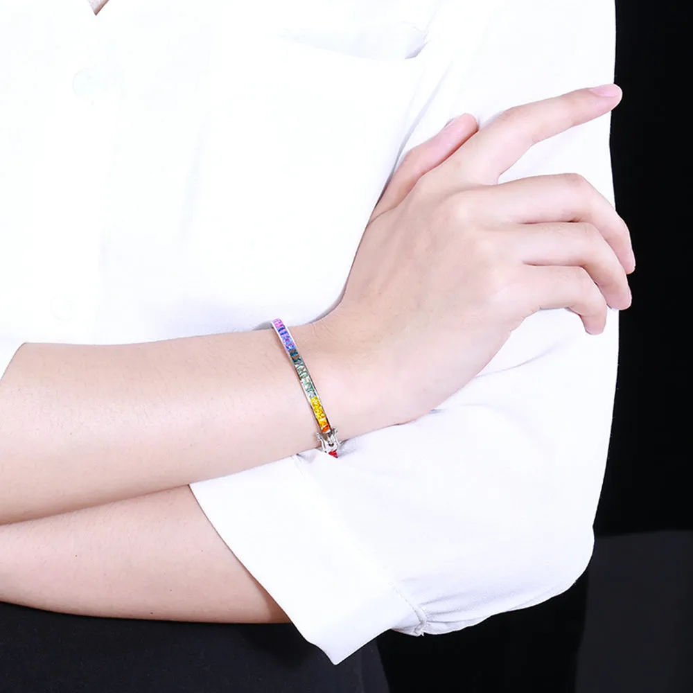 Rainbow Sapphire Bangle Bracelet