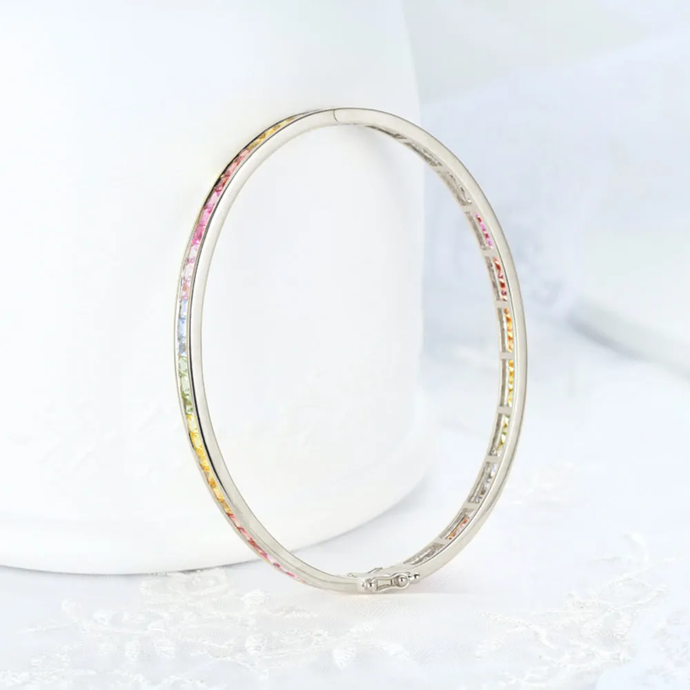 Rainbow Sapphire Bangle Bracelet