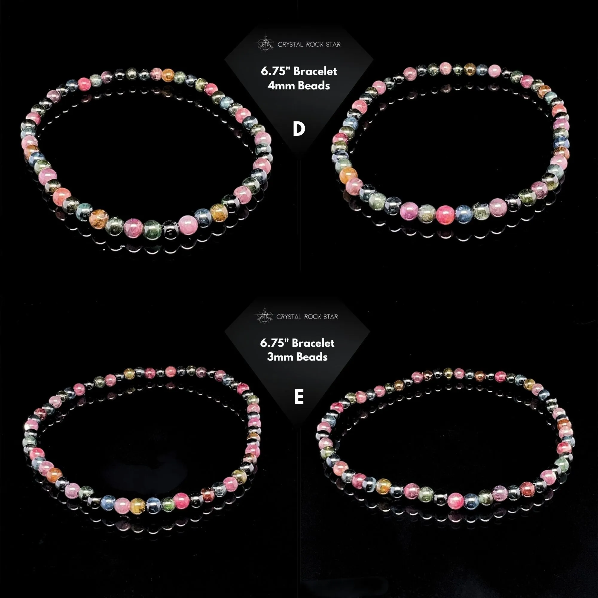 Rainbow Tourmaline Stretch Bead Bracelet
