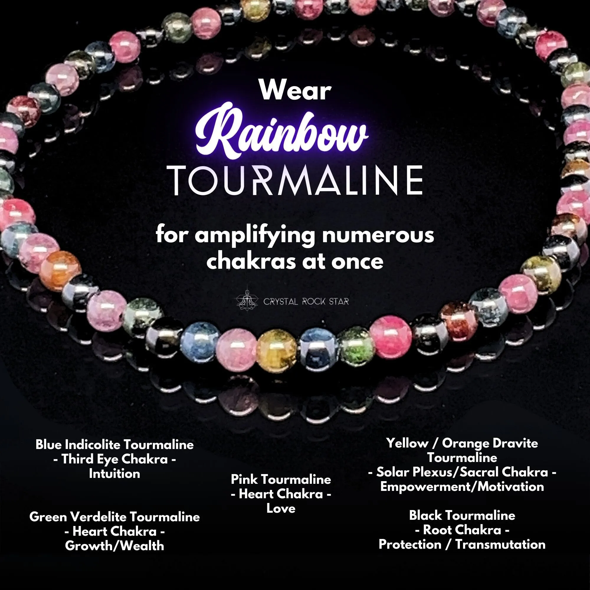 Rainbow Tourmaline Stretch Bead Bracelet
