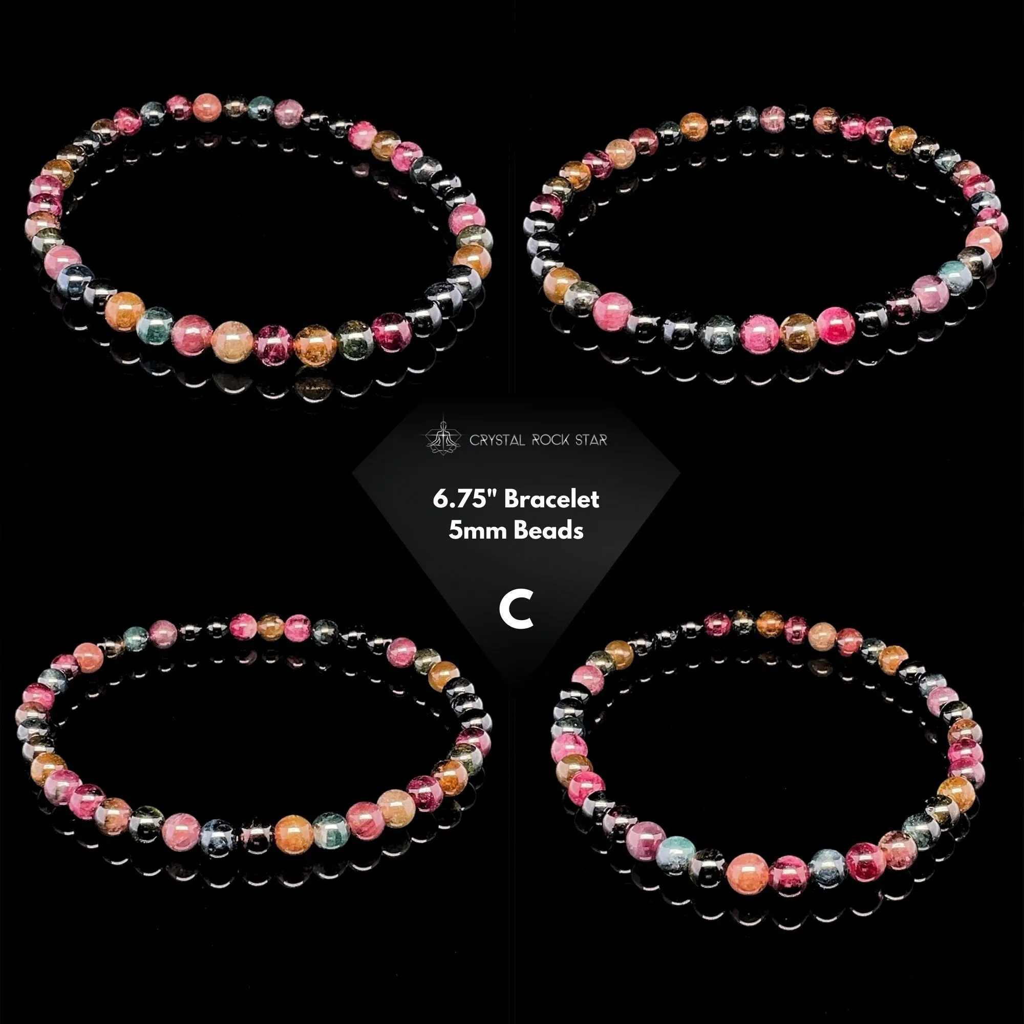 Rainbow Tourmaline Stretch Bead Bracelet