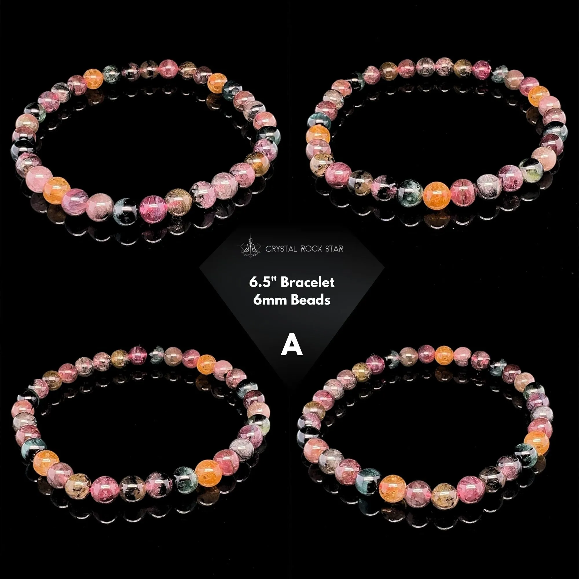 Rainbow Tourmaline Stretch Bead Bracelet