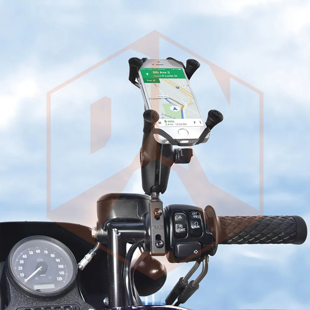 RAM Combination Brake/Clutch Reservoir U-Bolt Mount with Universal X-Grip® Cell/iPhone Cradle